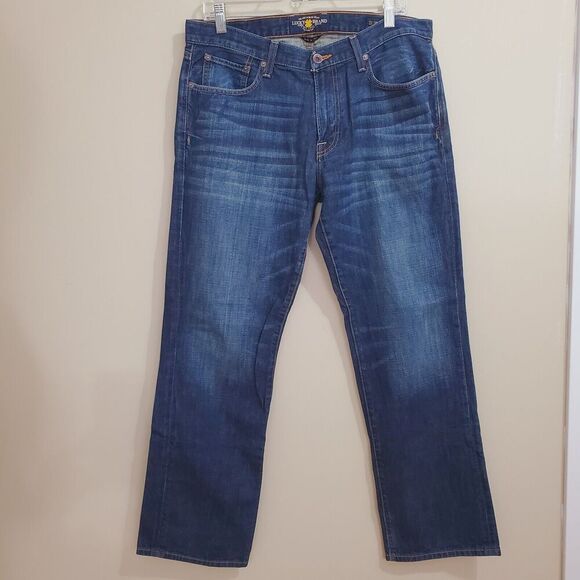 Lucky Brand Jeans Mens 34x32 hemmed to 30 Blue 221 Original Straight 100% cotton - Picture 1 of 14